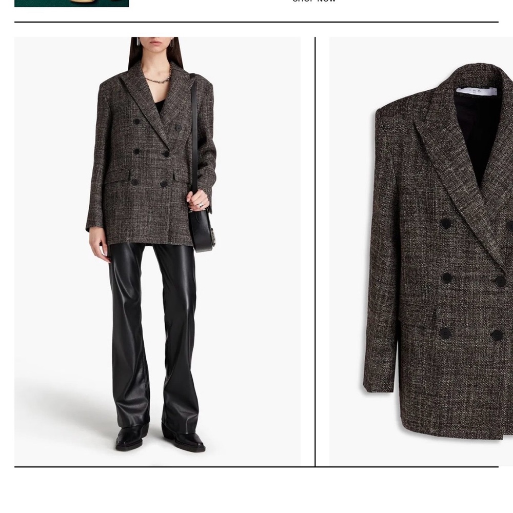 IRO double breasted 100% wool tweed pattern blazer 34 oversized